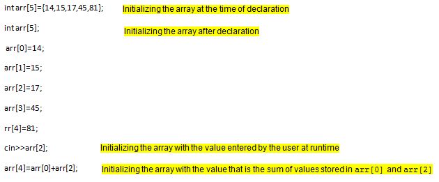 different ways to initialize an array